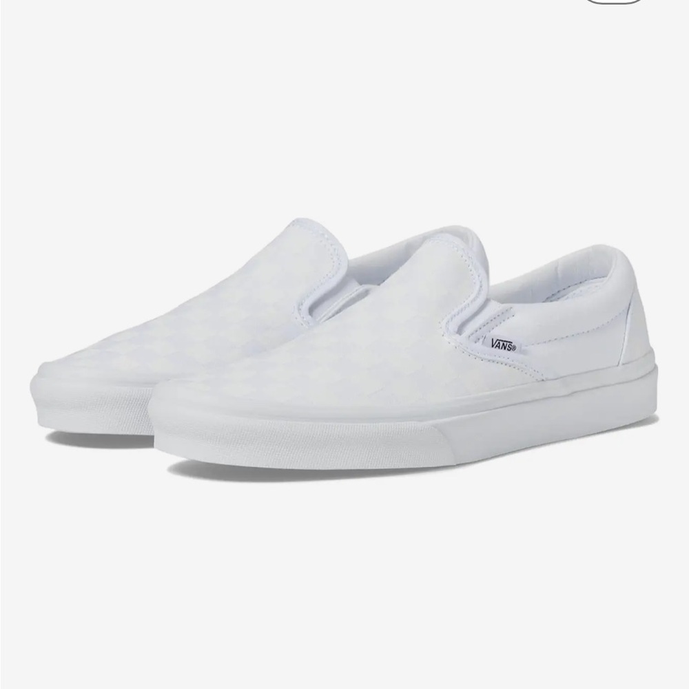 Vans White Slip-On Checkerboard Loafers with Canvas Upper Mens Size 11